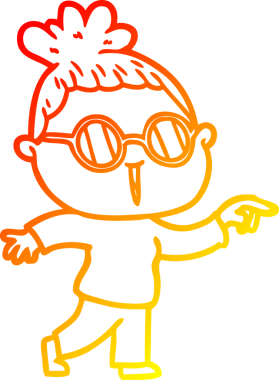 Bir insan tarafından çizilmiş gözlüklü bir karikatür kadın çizimi.