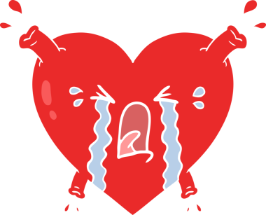 Bir insan tarafından çizilmiş düz renkli karikatür kalp.