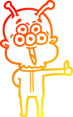 Bir insan tarafından çizilmiş mutlu çizgi film uzaylısının sıcak çizgi çizimi