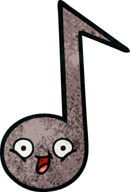 Bir insan tarafından çizilmiş müzikal notanın retro grunge desen karikatürü