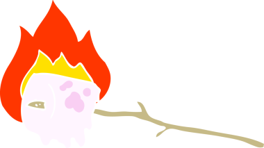 Bir insan tarafından çizilmiş yanık şekerlemenin düz renk çizimi