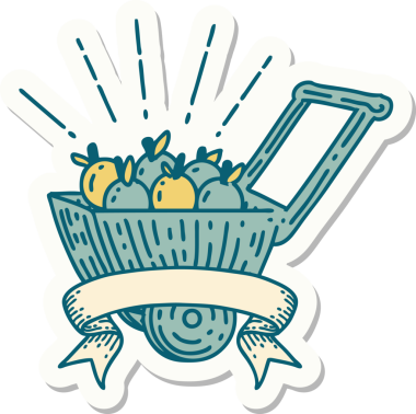 Bir insan tarafından çizilmiş elma dövme arabasının çıkartması.