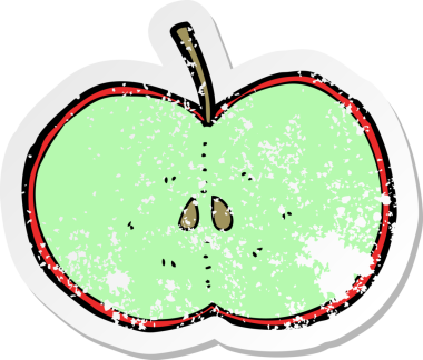 Bir insan tarafından çizilmiş dilimlenmiş bir elmanın gerilimli yapıştırması.