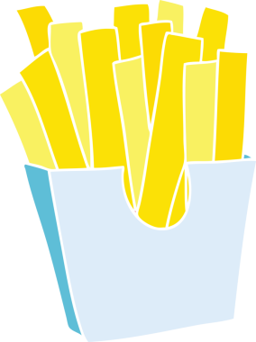 Bir insan tarafından çizilmiş garip çizgi film patates kızartması.