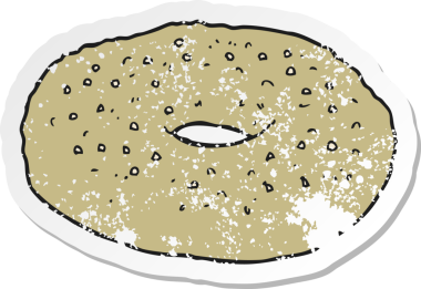 Bir insan tarafından çizilmiş karikatür simit etiketi.