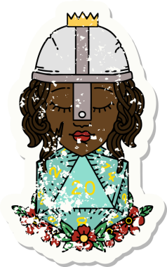 Retro Dövme Tarzı İnsan Dövüşçüsü Doğal 20 D20 zar atışıyla Bir insan tarafından çizilmiş