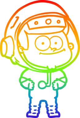 gökkuşağı gradyan çizimi mutlu bir astronot çizgi filmi bir insan tarafından çizildi