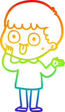 Gökkuşağı gradyan çizgi çizimi bir insan tarafından çizilmiş bir karikatür adam