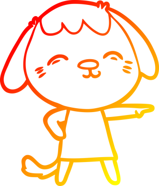 Bir insan tarafından çizilmiş mutlu çizgi film köpeğinin sıcak çizgi çizimi