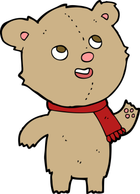 Bir insan tarafından çizilmiş oyuncak ayı eşarbı.