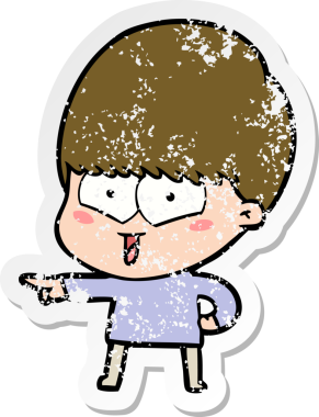 Bir insan tarafından çizilmiş mutlu bir çocuğun sıkıntılı çıkartması.