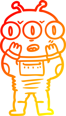 Bir insan tarafından çizilmiş üç gözlü bir uzaylının sıcak çizgi çizimi.