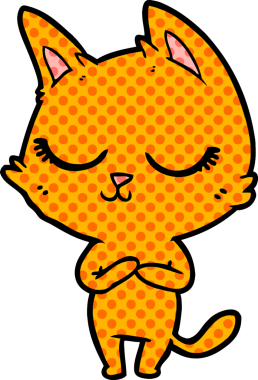 Bir insan tarafından çizilmiş sakin çizgi film kedisi.