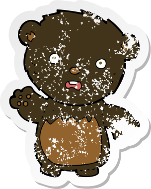 Bir insan tarafından çizilmiş endişeli siyah ayının gerilimli çıkartması.