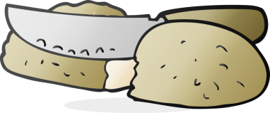 Bir insan tarafından çizilmiş ekmek dilimleme karikatürü.