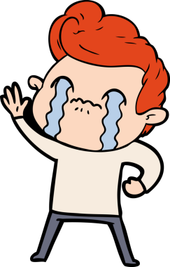 Bir insan tarafından çizilmiş ağlayan çizgi film adamı.