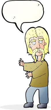 Bir insan tarafından çizilmiş konuşma balonlu bıyıklı adam.