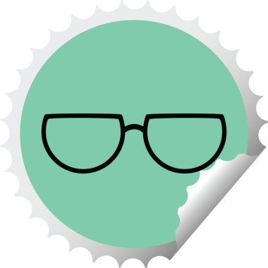 Bir insan tarafından çizilmiş grafik vektör illüstrasyon yuvarlak etiketi