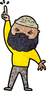 Bir insan tarafından çizilmiş sakallı bir çizgi film adamı.