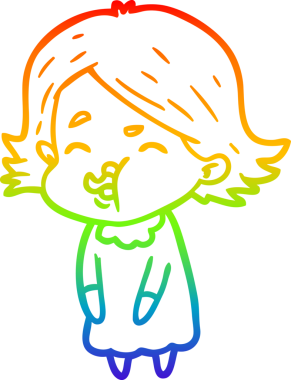 Gökkuşağı gradyan çizgi çizimi Bir insan tarafından çizilen bir kız karikatürü