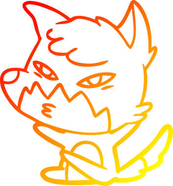 Bir insan tarafından çizilmiş akıllı bir tilkinin sıcak çizgi çizimi