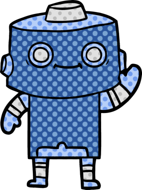 Bir insan tarafından çizilmiş çizgi film robotu