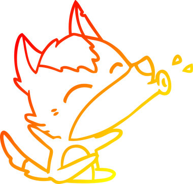 Bir insan tarafından çizilen uluyan kurt çizgi filminin sıcak gradyan çizimi