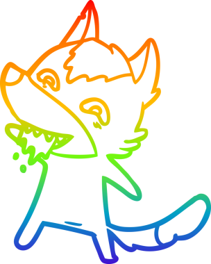 Gökkuşağı gradyan çizgisi insan tarafından çizilmiş aç bir kurt çizgi.