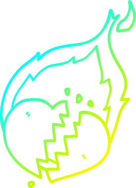 Bir insan tarafından çizilmiş yanan bir kalbin soğuk gradyan çizgisi.