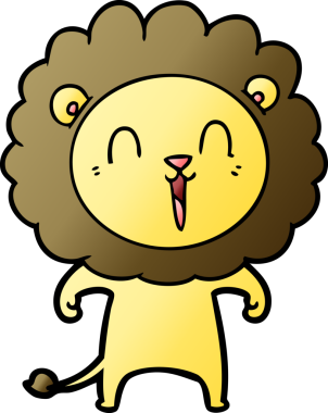 Bir insan tarafından çizilmiş gülen aslan çizgi filmi.