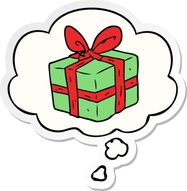 Düşünce baloncuğu ile paketlenmiş bir karikatür insan tarafından çizilmiş bir çıkartma.