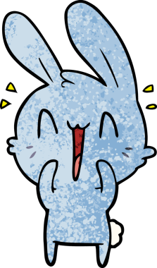 Bir insan tarafından çizilmiş şirin çizgi film tavşanı.