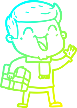 Bir insan tarafından çizilmiş mutlu bir adamın soğuk çizgi çizimi.