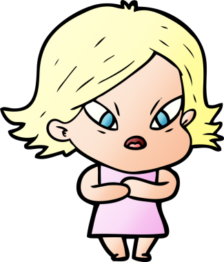 Çizgi film bir insan tarafından çizilmiş stresli kadın.