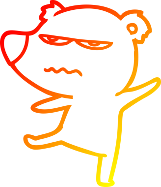 Sinirli bir ayı çizgi filminin insan tarafından çizilmiş sıcak çizgi çizimi