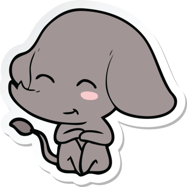 Bir insan tarafından çizilmiş şirin bir fil çıkartması.