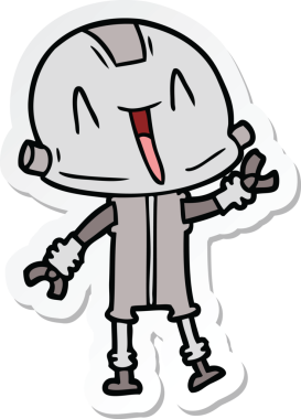 Bir insan tarafından çizilmiş robot karikatür çıkartması.