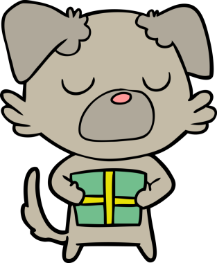 Bir insan tarafından çizilmiş çizgi film köpeği.