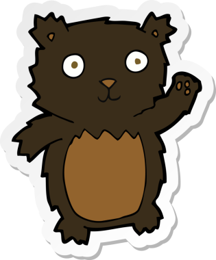 Bir insan tarafından çizilmiş siyah ayı yavrusu sallayan bir çizgi filmin çıkartması.