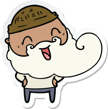 Bir insan tarafından çizilmiş mutlu sakallı bir adamın çıkartması.