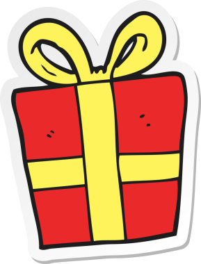 Bir insan tarafından çizilmiş bir karikatür Noel hediyesinin çıkartması.