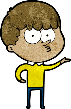 Bir insan tarafından çizilmiş meraklı bir çocuk.