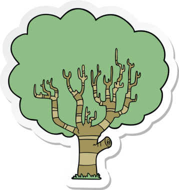 Bir insan tarafından çizilmiş karikatür ağacının çıkartması.