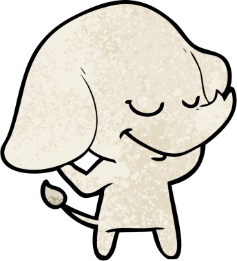 Bir insan tarafından çizilmiş gülümseyen bir fil.