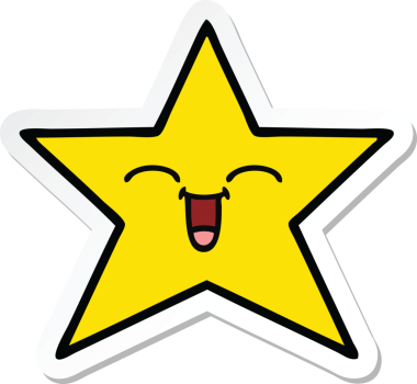 Bir insan tarafından çizilmiş şirin bir çizgi film yıldızının çıkartması.