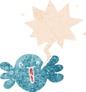 çizgi film mutlu şeker konuşma balonu grunge sıkıntılı retro dokuma tarzı bir insan tarafından çizilmiş