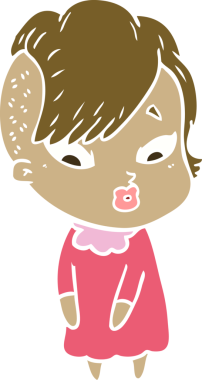 Düz renkli çizgi film bir insan tarafından çizilmiş kızı şaşırttı.