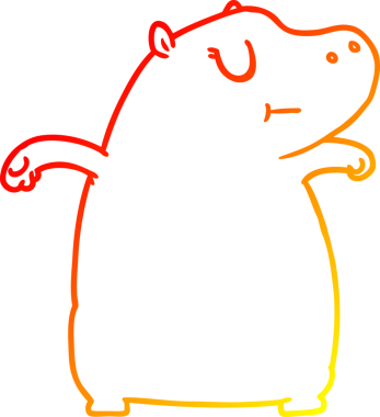 Bir insan tarafından çizilmiş çizgi film hipopotamının sıcak çizgi çizimi