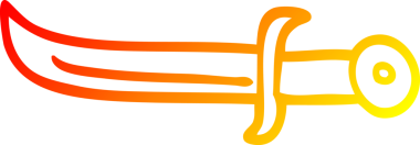 Bir insan tarafından çizilmiş altın bir hançerin sıcak çizgi çizgisi.