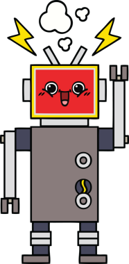 Bir insan tarafından çizilmiş mutlu bir robot çizimi.